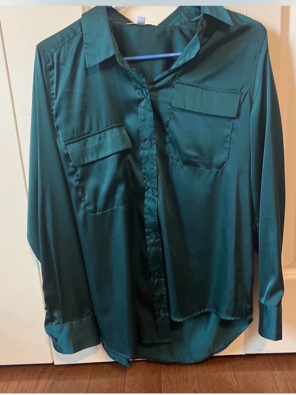 Equipment Teal Satin Button Up Shirt